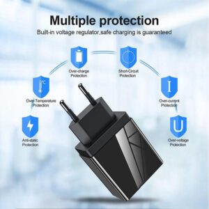 3 Port Quick Charger 3.04.0 USB Charger With Display For Xiaomi Samsung Poco